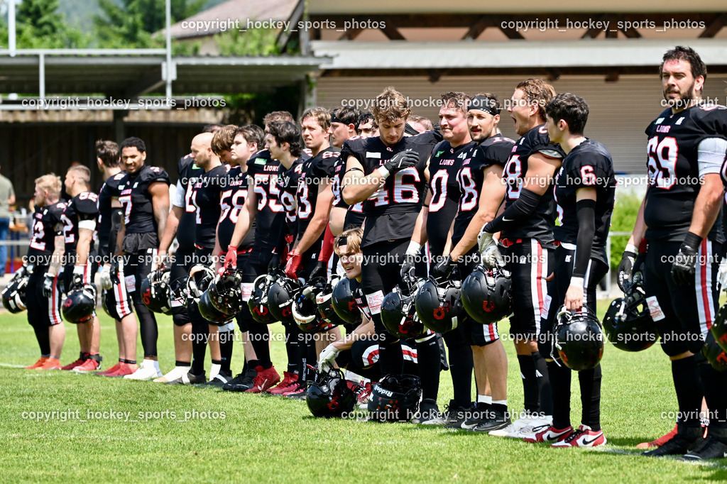 Carinthian Lions vs. Cineplexx Blue Devils | Corinthian Lions Mannschaft, Carinthian Lions vs. Cineplexx Blue Devils, Carinthian Lions vs. Cineplexx Blue Devils am 09.06.2025 in Klagenfurt (ASV Sportplatz), Austria, (Photo by Bernd Stefan)