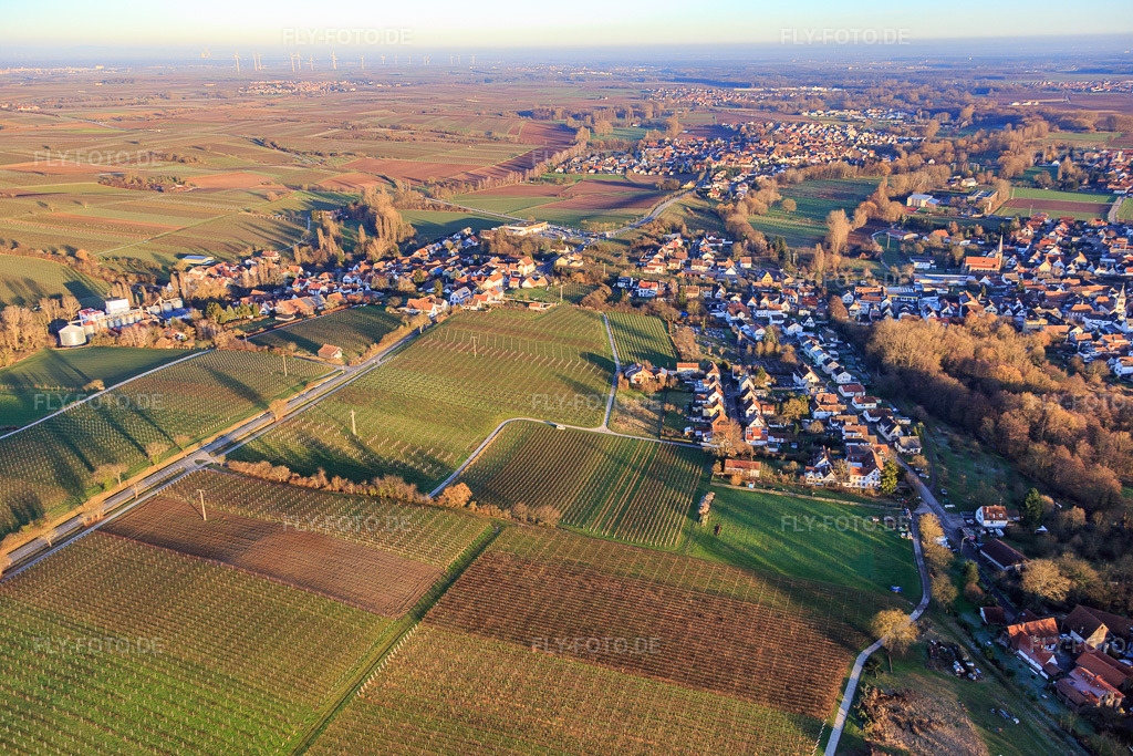 Luftbild: Vogesenstr im Ortsteil Ingenheim in Billigheim-Ingenheim im Bundesland Rheinland-Pfalz in Deutschland. Foto: IMG_076586.jpg vom 05.01.2015 durch Werner Riehm/FLY-FOTO.de
