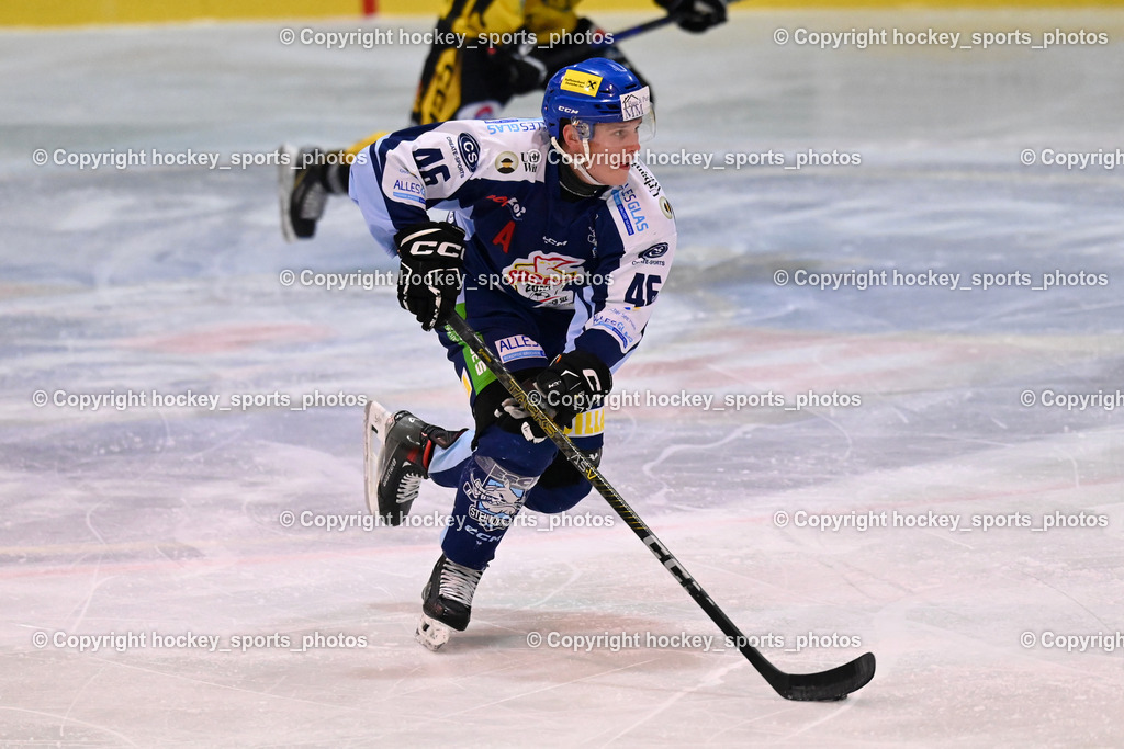 ESC Steindorf vs. MET PHOTOVOLTAIK HORNETS SPITTAL | #46 Maurer Julian ESC Steindorf, ESC Steindorf vs. MET PHOTOVOLTAIK HORNETS SPITTAL, ESC Steindorf vs. MET PHOTOVOLTAIK HORNETS SPITTAL am 26.10.2024 in Steindorf (Ossiachersee Halle), Austria, (Photo by Bernd Stefan)