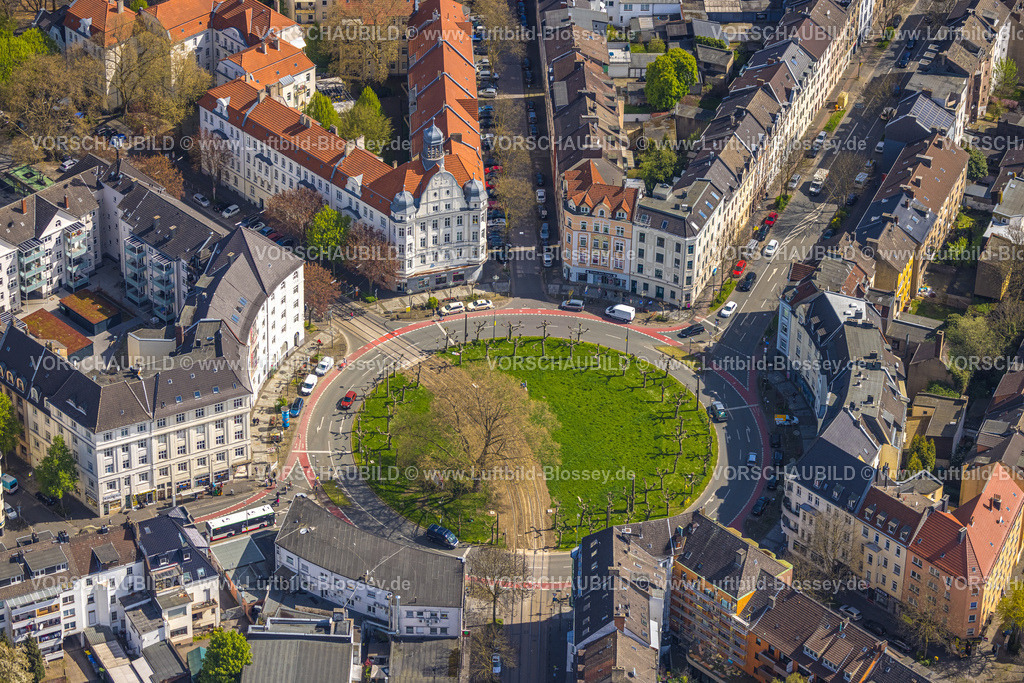 Dortmund230401390 | Luftbild, Borsigplatz Kreisverkehr, Gründungsort des BVB 09, Borsigplatz, Dortmund, Ruhrgebiet, Nordrhein-Westfalen, Deutschland