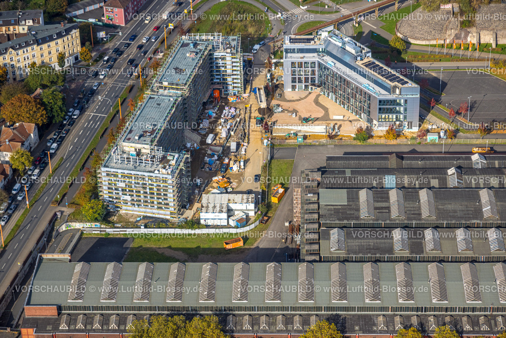 Bochum241016292 | Luftbild, Baustelle mit Neubau TRIUM Bürogebäude Bochum GmbH & Co KG, am Westpark Alleestraße und Wattenscheider Straße, Kruppwerke, Bochum, Ruhrgebiet, Nordrhein-Westfalen, Deutschland