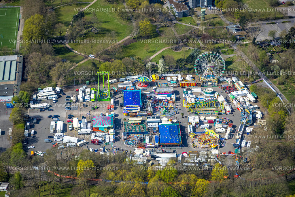 Dortmund220400671 | Luftbild, Kirmes freDOlino mit Riesenrad im Fredenbaumpark, Hafen, Dortmund, Ruhrgebiet, Nordrhein-Westfalen, Deutschland
