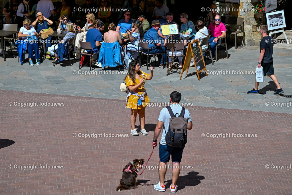 Italien_ Toskana_ San Gimignano_ 31.05.2024-52 | 31.05.2024, Italien, ITA, Toskana, San Gimignano im Bild Stadtansichten Gebäude, Architektur, Touristen, Historisch, Souvenir, Ansichten der berühmten Stadt San Gimignano in der Toskana-Italien - View of the famous town San Gimignano in Tuscany-ItalySan Gimignano ist eine italienische Kleinstadt in der Toskana mit einem mittelalterlichen Stadtkern. San Gimignano wird auch die Stadt der Türme genannt. Die Stadt liegt in der Provinz Siena. Sie gehört neben Florenz, Siena und Pisa zu den von Touristen meist besuchten Zielen in der Toskana.