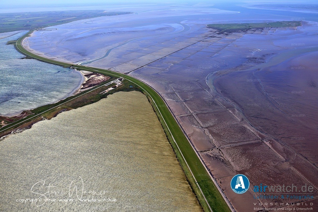Luftbilder, Nordsee, Beltringharder Koog, Luettmoorsiel, Hattstedtermarsch  | Entdecken Sie atemberaubende Luftbilder und Fotografien auf airwatch.de - Tauchen Sie ein in eine Welt voller faszinierender Aufnahmen aus der Vogelperspektive.