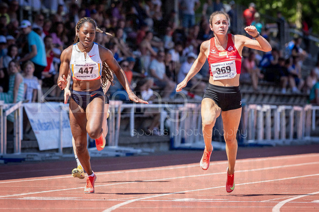B&amp;S Kurpfalz Gala; Weinheim, 23.05.2026 | WEINHEIM, GERMANY - MAY 24: Chelsea Kadiri (GER/Sprintteam Wetzlar) and Jessica Roos (GER/LG Rhein-Wied) during the B&amp;S Kurpfalz Gala am 23.05.2026 at the  Sepp-Herberger-Stadium in Weinheim (Baden-Wuerttemberg / Germany).
