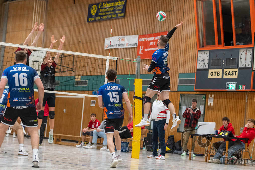 Oldenburger TB-VSG Ammerland | Volleyball Regionalliga; Oldenburger TB-VSG Ammerland am 24.01.2026 in Oldenburg (Sporthalle Haarenesch), Photo: Philip Eiben 2026 - Realisiert mit Pictrs.com