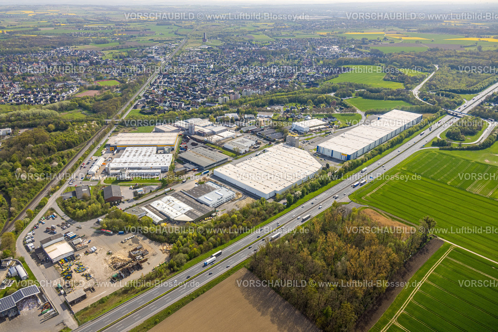Boenen230404907 | Luftbild, Gewerbegebiet InlogParc, Rudolf-Diesel-Straße, an der Autobahn A2, Bönen, Ruhrgebiet, Nordrhein-Westfalen, Deutschland
