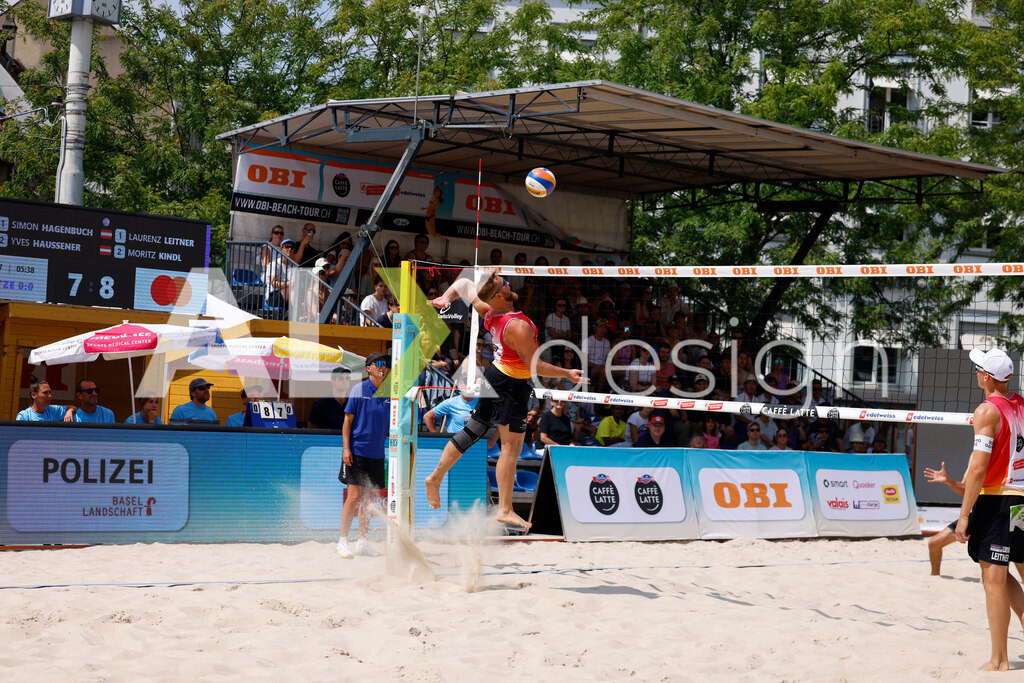 Obi BeachTour 2026 - Basel | BASEL, SWITZERLAND - JULY 19: MORITZ KINDL (AUT) during the Obi BeachTour 2026 match between HAGENBUCH / HAUSSENER (SUI) and LEITNER / KINDL (AUT) at Barfüsserplatz on July 19, 2026 in Basel, Switzerland. - Realisiert mit Pictrs.com