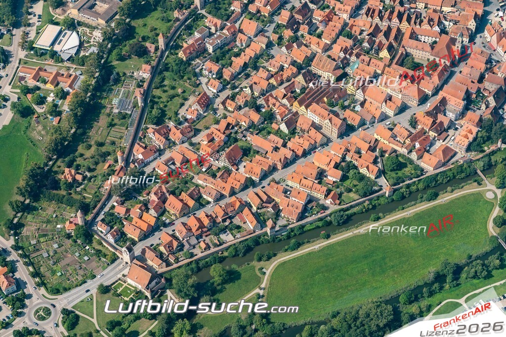aktuelles Luftbild von  Dinkelsbuehl - Luftaufnahme wurde 2019 von https://frankenair.de mittels Flugzeug (keine Drohne) erstellt.