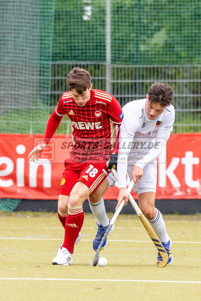 SFE_20230429_0017 | 1. Bundesliga Hockey Herren Rot-Weiss Köln - Crefelder HTC am 29.04.2023 in Köln (KTHC Stadion Rot-Weiss Köln Tennis and Hockey Club), Photo: Stephan Fehrmann 2023 (Sports-Gallery),Maximilian Siegburg ( Rot-Weiss Köln #18 )