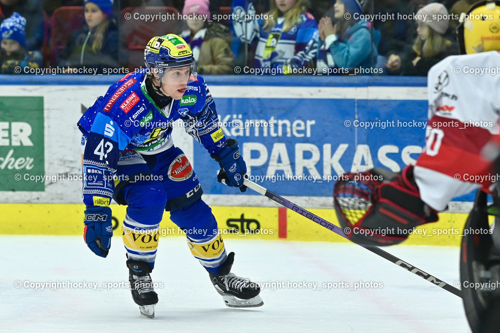 EC IDM Wärmepumpen VSV vs. Pioneers Vorarlberg | #42 LANZINGER Benjamin EC VSV, EC IDM Wärmepumpen VSV vs. Pioneers Vorarlberg, EC IDM Wärmepumpen VSV vs. Pioneers Vorarlberg am 14.12.2024 in Villach (Stadthalle Villach), Austria, (Photo by Bernd Stefan)