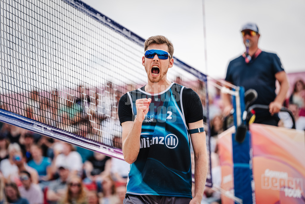 Beachvolleyball | Männer | German Beach Tour 2024 | Tourstop Bremen | 08.06.2024 | Milan Sievers jubelt