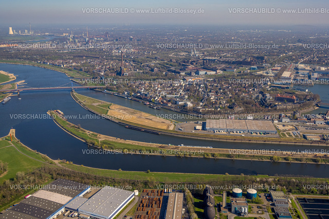 Duisburg250401984DuisPort | Luftbild, duisport Hafen Duisburg, Ortsteil Ruhrort, Vinckekanal Speditionsinsel und Mercatorinsel, Fluss Ruhr Ruhrmündung und Fluss Rhein mit Friedrich-Ebert-Brücke, Ruhrort, Duisburg, Ruhrgebiet, Nordrhein-Westfalen, Deutschland
