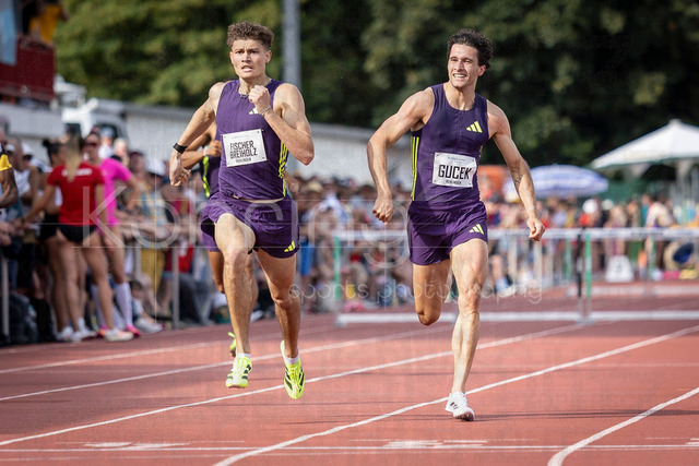 61. Internationales Pfingstsportfest; Rehlingen-Siersburg, 24.05.2026 | REHLINGEN , GERMANY - MAY 24: Owe Fischer-Breiholz (GER/Königsteiner LV) and Matic Ian Gucek (SLO/Slowenien) fighting for the win over 400m hurdles during the 61. Internationales Pfingstsportfest on 24.05.2026 at the  Bungertstadion in Rehlingen-Siersburg (Saarland / Deutschland).