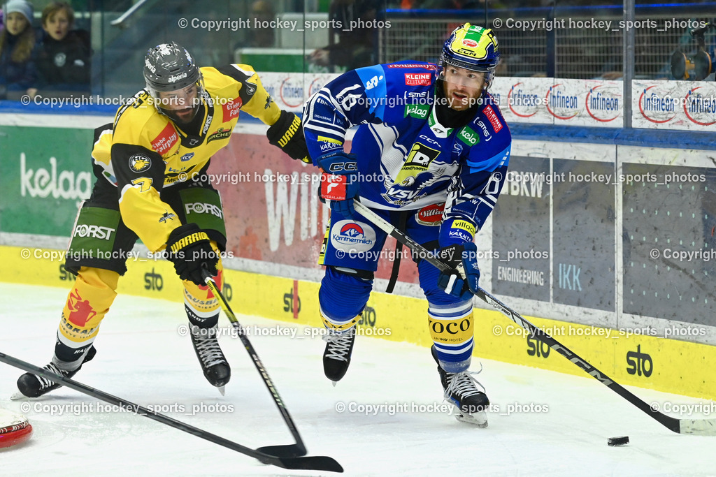 EC IDM Wärmepumpen VSV vs. HC Pustertal | #7 Althuber Ivan HC PUSTERTAL, #16 HANCOCK Kevin EC VSV, EC IDM Wärmepumpen VSV vs. HC Pustertal, EC IDM Wärmepumpen VSV vs. HC Pustertal am 15.11.2024 in Villach (Stadthalle Villach), Austria, (Photo by Bernd Stefan)