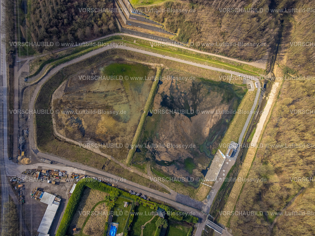 Gelsenkirchen240301307 | Luftbild, Baustelle Regenrückhaltebecken am Wattenscheider Bach, Ückendorf, Gelsenkirchen, Ruhrgebiet, Nordrhein-Westfalen, Deutschland