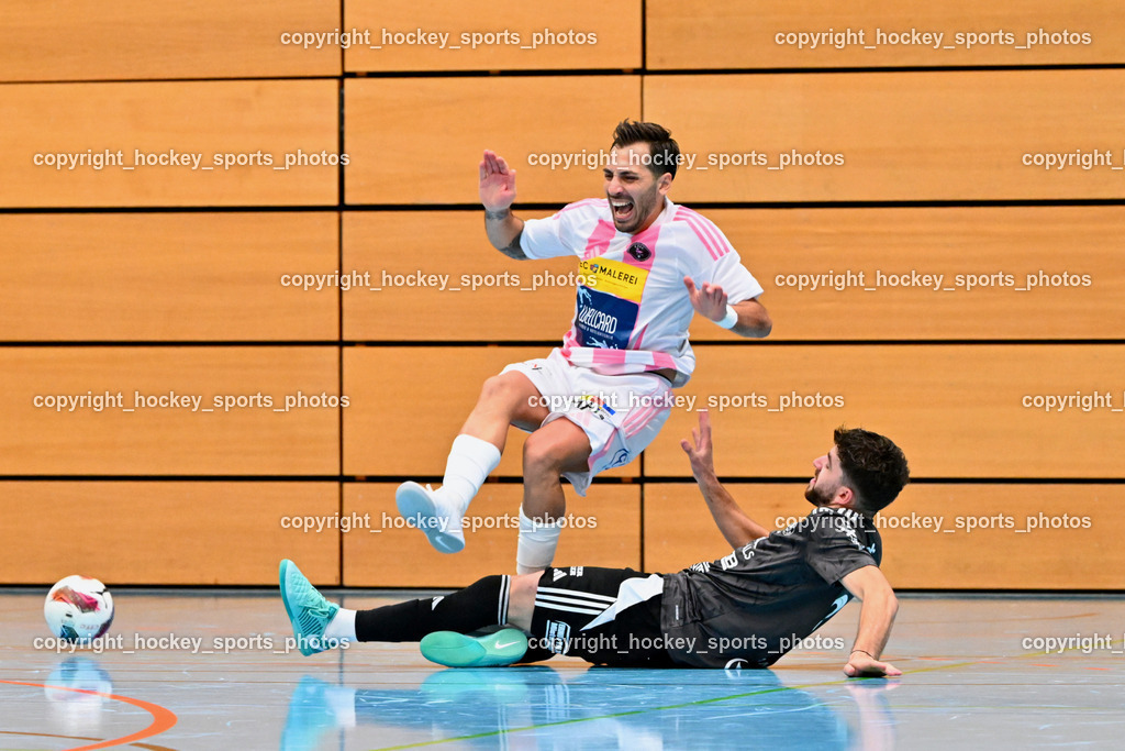 Carinthia Flamengo Futsal Club vs. FC Ljuti Krajisnici | #70 Yosifov Svetlozar Angelov Carinthia Flamengo, #6 Muhamed Ramic FC Ljuti Krajisnici, Carinthia Flamengo Futsal Club vs. FC Ljuti Krajisnici, Carinthia Flamengo Fusal Club vs. FC Ljuti Krajisnici am 12.10.2025 in Klagenfurt (Ballspielhalle Viktring), Austria, (Photo by Bernd Stefan)