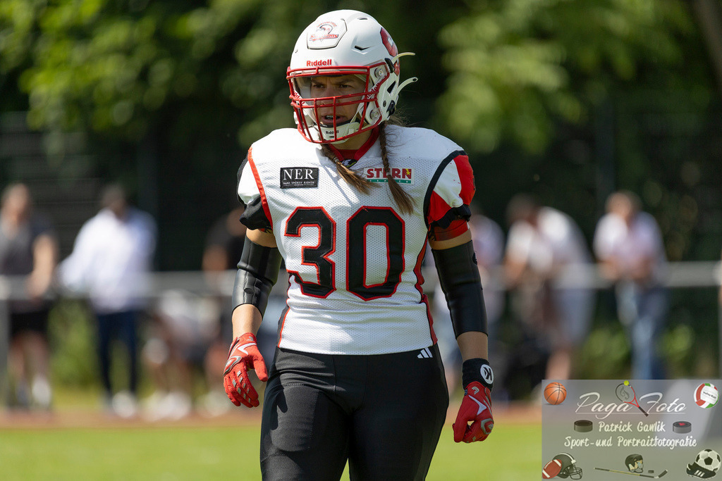 GFLW 1: German Football League Women 1: Rodgau Pioneers Ladies - Stuttgart Scorpions Sisters, 07.06.2026 | Maria Schubert (Stuttgart Scorpions Sisters #30), Freisteller, Portrait / Porträt, Rodgau Pioneers Ladies - Stuttgart Scorpions Sisters, Rodgau, Maingau-Energie-Stadion "Am Weichsee", 7.6.2026 - Realisiert mit Pictrs.com
