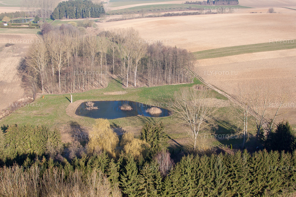 Vue aérienne: Vue de la ville à Siegen dans le département Bas Rhin, France – .Photo: IMG_62683.jpg prise le 09/03/2014 par Werner Riehm/FLY-FOTO.eu – Résolution de l'original: 4752 x 3168 px