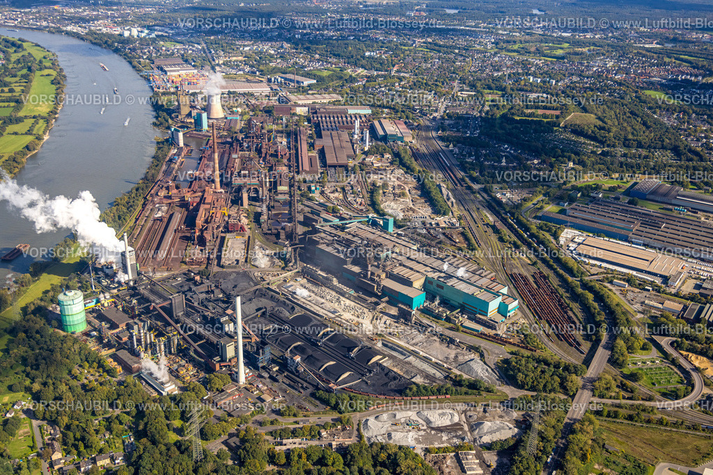 Duisburg241002338 | Luftbild, Hüttenwerke Krupp Mannesmann GmbH HKM am Fluss Rhein, Hüttenheim, Duisburg, Ruhrgebiet, Nordrhein-Westfalen, Deutschland, Duisburg-S