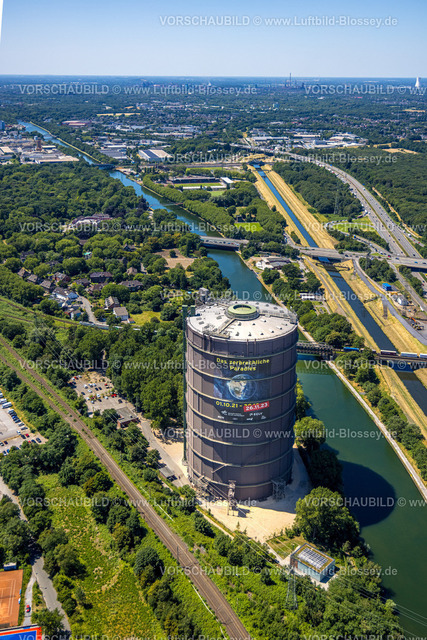 Oberhausen230705349 | Luftbild, Westfield Centro Einkaufszentrum, Neue Mitte, Gasometer mit Ausstellung Das zerbrechliche Paradies, Borbeck, Oberhausen, Ruhrgebiet, Nordrhein-Westfalen, Deutschland