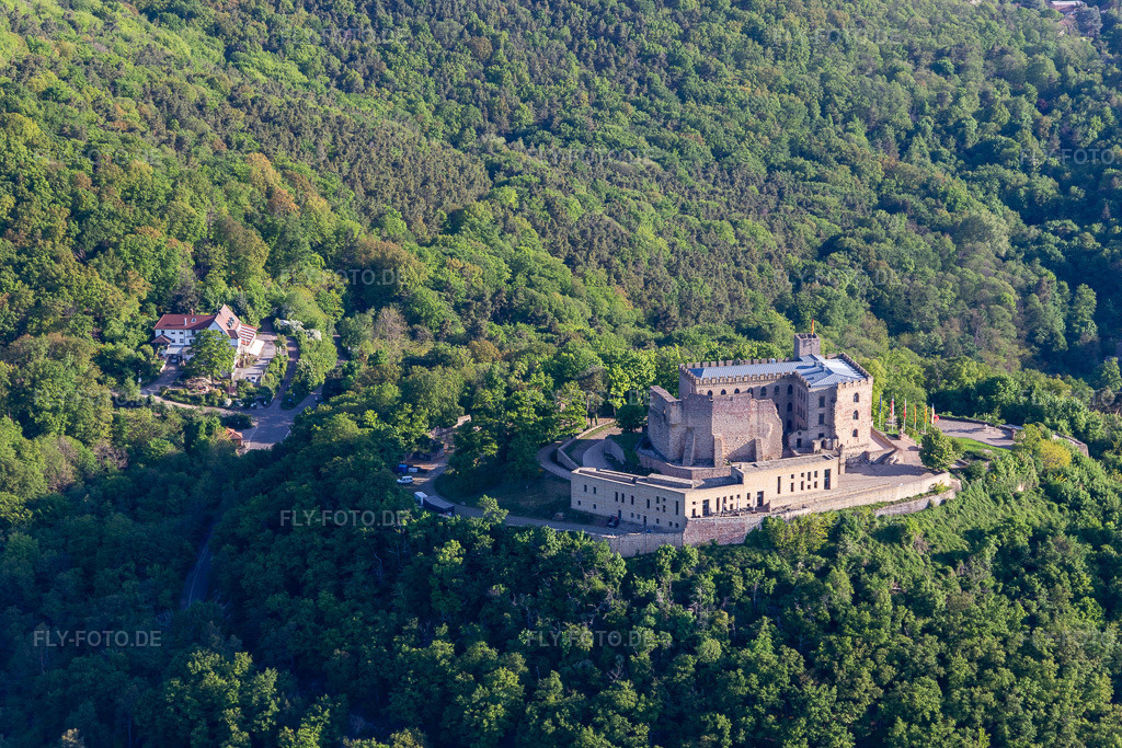 Luftbild: Hambacher Schloss im Ortsteil Diedesfeld in Neustadt im Bundesland Rheinland-Pfalz in Deutschland. Foto: IMG_131281.jpg vom 07.05.2022 durch Werner Riehm/FLY-FOTO.deStiftung Hambacher SchlossStiftung Hambacher Schloss | Das Hambacher Schloss ist eine lebendige Stätte deutscher und europäischer Demokratiegeschichte