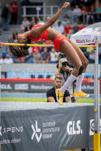 Deutsche Leichtathletik-Meisterschaften; Bochum-Wattenscheid, 26.07.2026 | Hochspringerin Blessing Enatoh (LG Nord Berlin); Deutsche Leichtathletik-Meisterschaften am 26.07.2026 im Lorheide-Stadion, Bochum-Wattenscheid (Nordrhein-Westfalen).