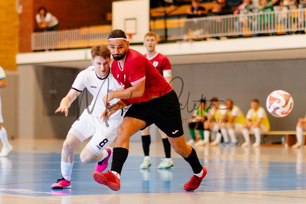 Futsal-Bundesliga, Saison 2025/2026, 2. Spieltag: SC Preußen Münster - FC Liria Futsal Berlin | Futsal-Bundesliga, Saison 2025/2026, 2. Spieltag, SC Preußen Münster empfängt FC Liria Berlin in der Universitäts-Sporthalle in Münster. Foto: sportfotografie.ms | Markus Paletta - Realisiert mit Pictrs.com