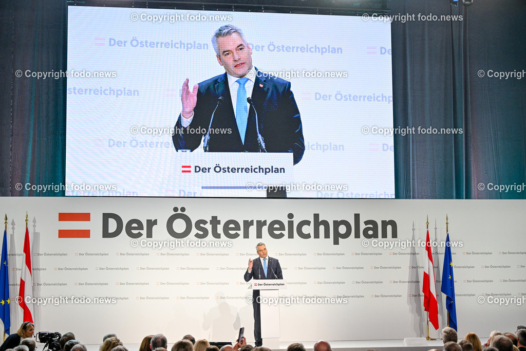 Der Oesterreichplan_ OeVP_ Wels_ 26.01.2024-52 | 26.01.2024, Wels, AUT, ÖVP, Der Österreichplan, im Bild BK Karl Nehammer (VP, Bundeskanzler)