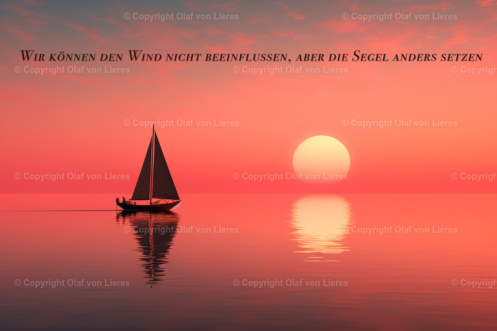 Sonnenuntergang mit Segelboot Wandbild | Wandbild Sonnenuntergänge Segelboote