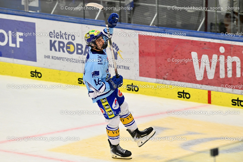 EC iDM Wärmepumpen VSV vs. KHL Sisak | Jubel #46 Paul Sintschnig EC VSV, EC iDM Wärmepumpen VSV vs. KHL Sisak, EC iDM Wärmepumpen VSV vs. KHL Sisak am 02.09.2025 in Villach (Stadthalle Villach), Austria, (Photo by Bernd Stefan)