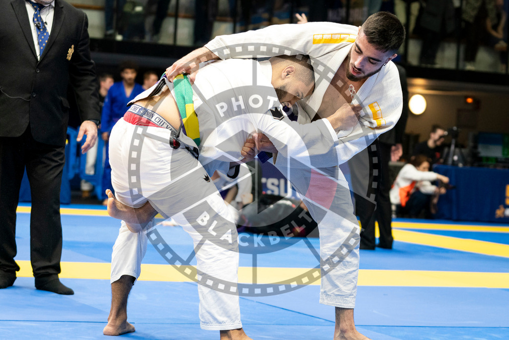 20240123PBB00711 | Fighters compete during the second day of the IBJJF European Championship in Paris, France, on January 23, 2024.