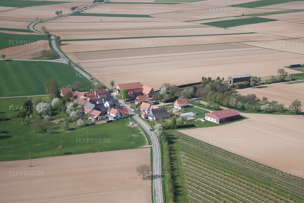 Luftbild: Ortsteil Frohnackerhof in Seebach im Bundesland Bas-Rhin in Frankreich. – Foto: IMG_39451.jpg vom 10.04.2011 durch Werner Riehm/FLY-FOTO.de – Auflösung des Originals: 4752 x 3168 px