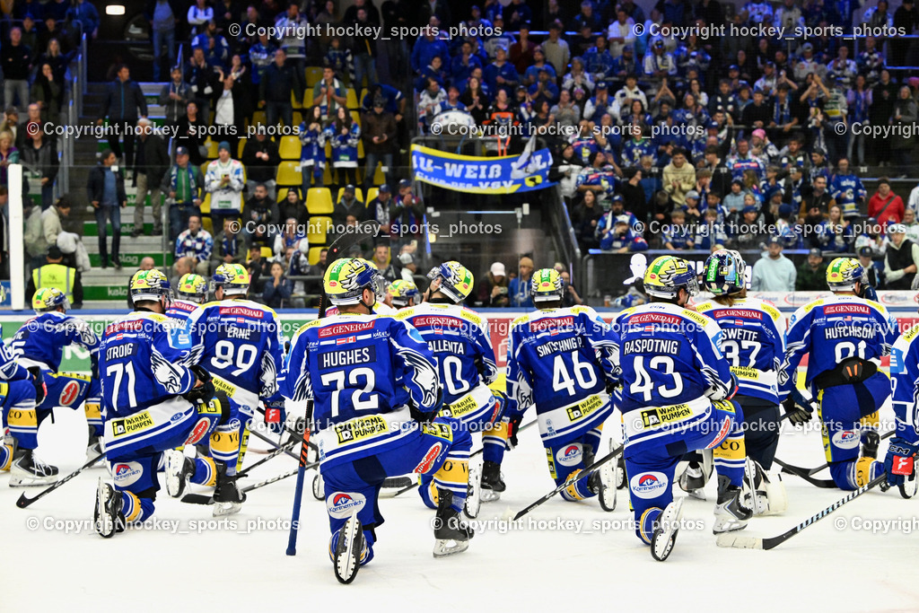 EC IDM Wärmepumpen VSV vs. FTC-TELEKOM JÉGKORONG | Jubel EC VSV mit Fans, EC IDM Wärmepumpen VSV vs. FTC-TELEKOM JÉGKORONG, EC IDM Wärmepumpen VSV vs. FTC-TELEKOM JÉGKORONG am 19.10.2025 in Villach (Stadthalle Villach), Austria, (Photo by Bernd Stefan)
