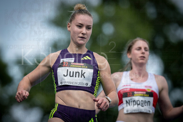 Elite Meeting; Mannheim, 14.06.2026 | MANNHEIM, GERMANY - JUNE 14, 2026 : Sophia Junk (GER/LG Rhein-Wied)  competing in the women’s 100m during the Elite Meeting at Michael-Hoffmann-Stadion on June 14, 2026 in Mannheim, Germany.