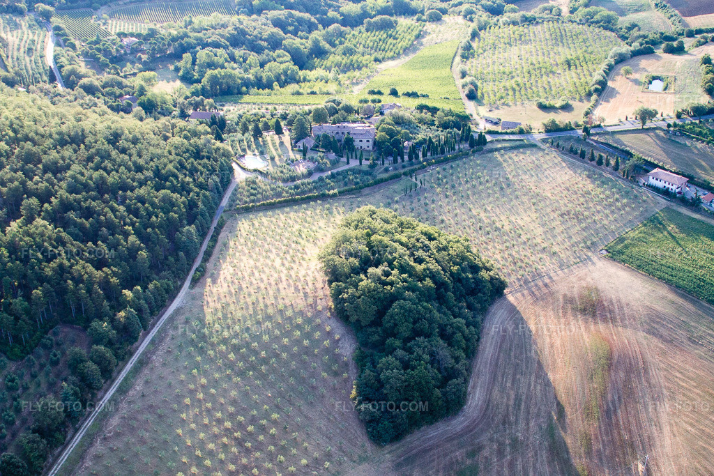 Aerial view: View of the town in Montepulciano in the state Siena, Italy. – Photo: IMG_43376.jpg taken on 07/25/2011 by Werner Riehm/FLY-FOTO.com – Resolution of the original: 4272 x 2848 px