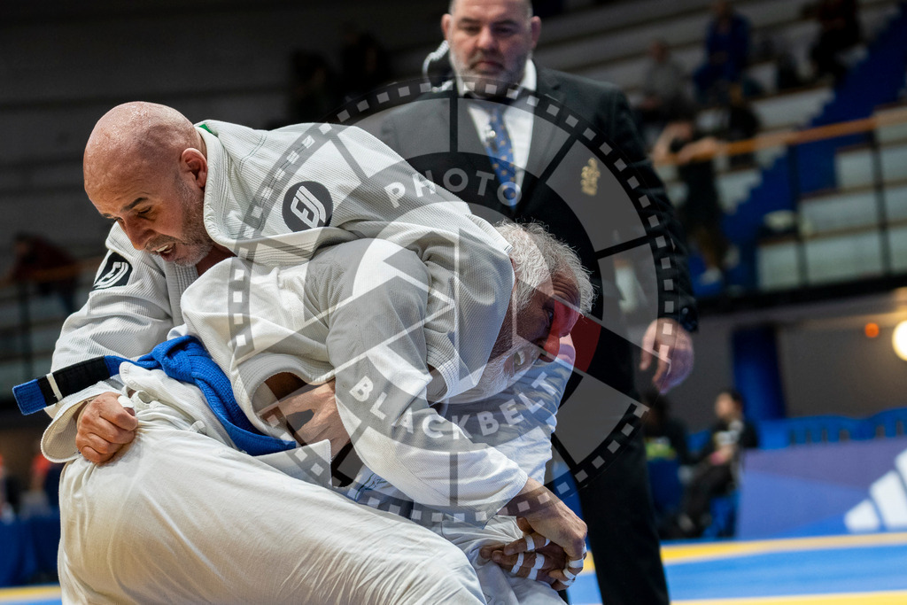 20240122PBB6308 | Fighters compete during the second day of the IBJJF European Championship in Paris, France, on January 22, 2024.