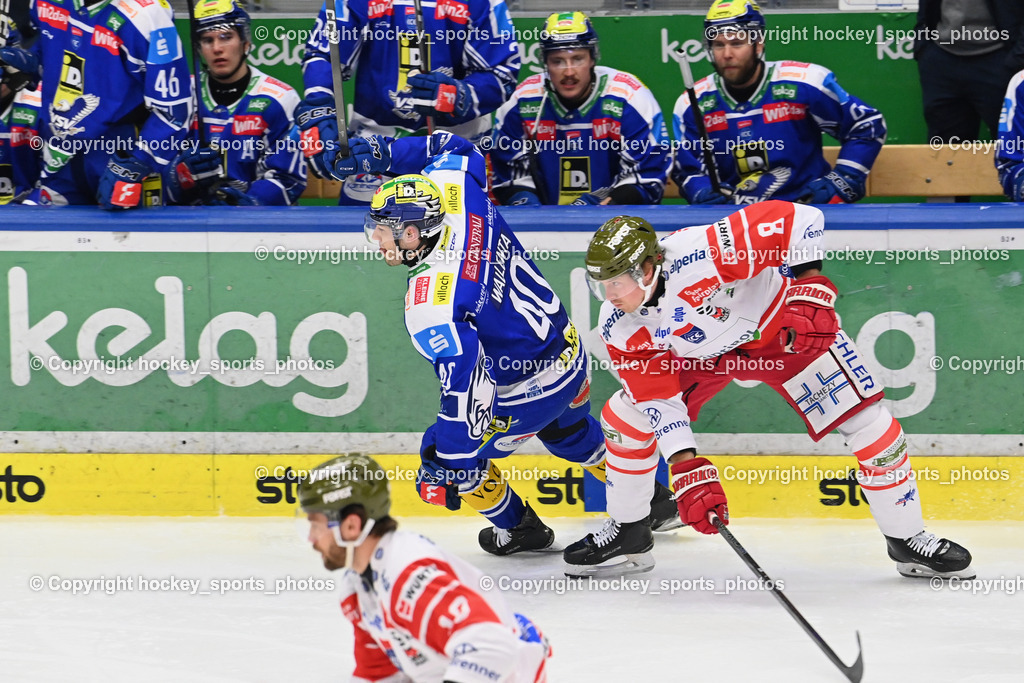 EC IDM WÄRMEPUMPEN VSV vs. HCB Südtirol Alperia | #40 Elias Wallenta EC VSV, #8 Max Gildon HCB Südtirol Alperia, EC IDM WÄRMEPUMPEN VSV vs. HCB Südtirol Alperia, EC IDM WÄRMEPUMPEN VSV vs. HCB Südtirol Alperia am 28.12.2025 in Villach (Stadthalle Villach), Austria, (Photo by Bernd Stefan)