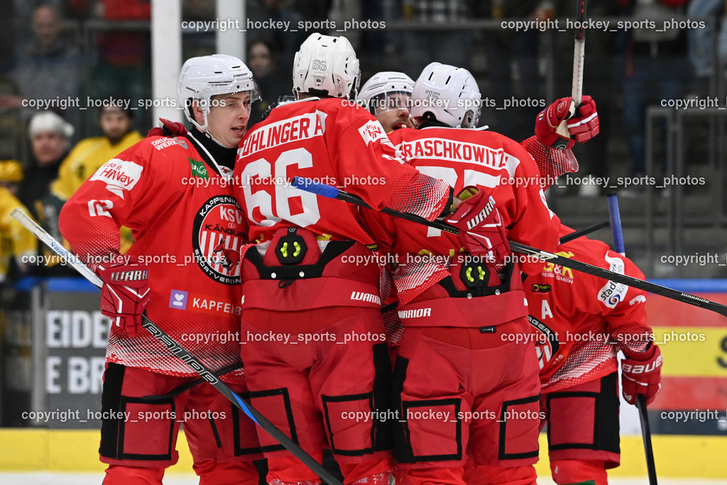 KSV KÄNGURUS vs. EHC Lustenau | Jubel KSV, #66 Stühlinger Adrian KSV, #75 Draschkowitz Lukas KSV, KSV KÄNGURUS vs. EHC Lustenau, KSV KÄNGURUS vs. EHC Lustenau am 14.03.2026 in Kapfenberg (Sportzentrum Kapfenberg), Austria, (Photo by Bernd Stefan)