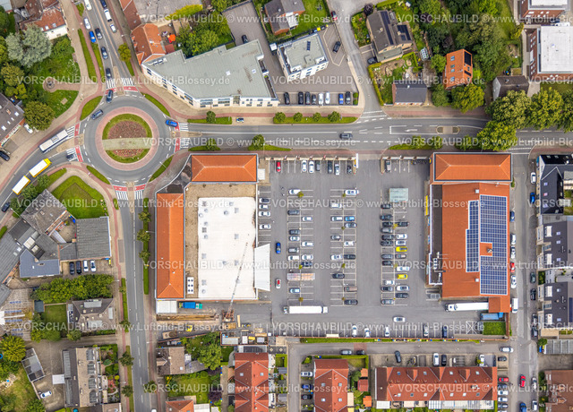 Ahlen230803417 | Luftbild, uftbild, Einkaufszentrum mit Lidl und Rewe Supermarkt, Ahlen, Ruhrgebiet, Nordrhein-Westfalen, Deutschland