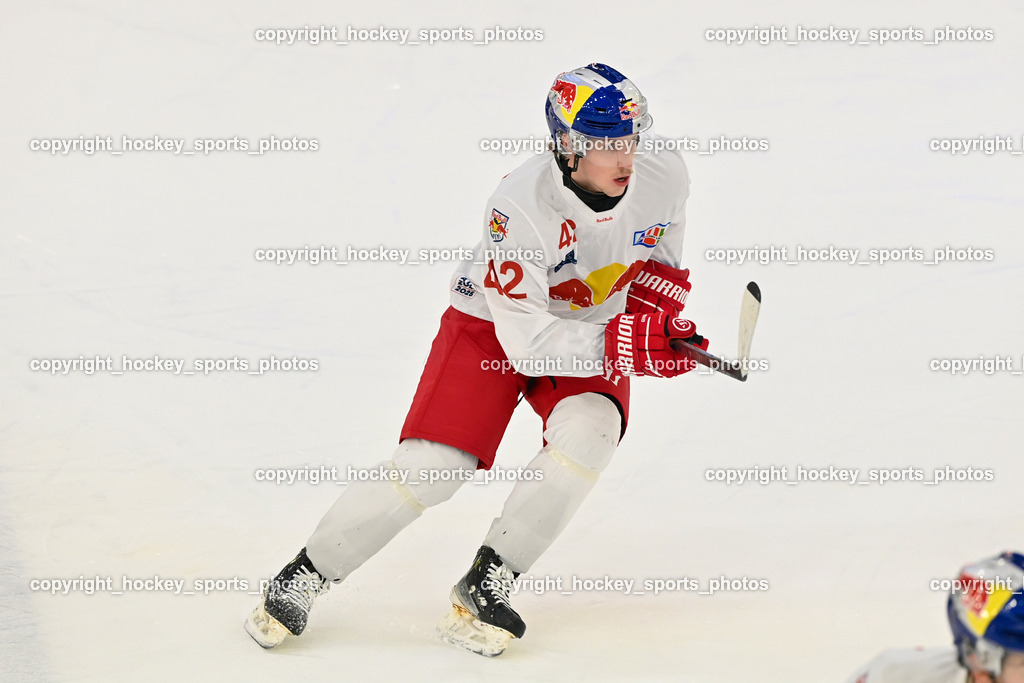 RED BULL HOCKEY JUNIORS vs. EK DIE ZELLER EISBÄREN | #42 Lanzinger Florian RED BULL HOCKEY JUNIORS, RED BULL HOCKEY JUNIORS vs. EK DIE ZELLER EISBÄREN, RED BULL HOCKEY JUNIORS vs. EK DIE ZELLER EISBÄREN am 14.01.2025 in Salzburg (Eisarena Salzburg), Austria, (Photo by Bernd Stefan)