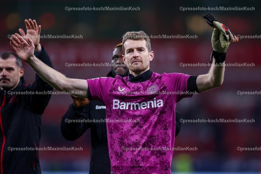 Lev02022502286 | 02.02.2025, Fußball, Bayer 04 Leverkusen - TSG 1899 Hoffenheim, 1. Fußball Bundesliga, 20. Spieltag, BayArena, Saison 2024 2025: Torwart Lukas Hradecky (Bayer04 Leverkusen #1)DFB regulations prohibit any use of photographs as image sequences and or quasi-video.