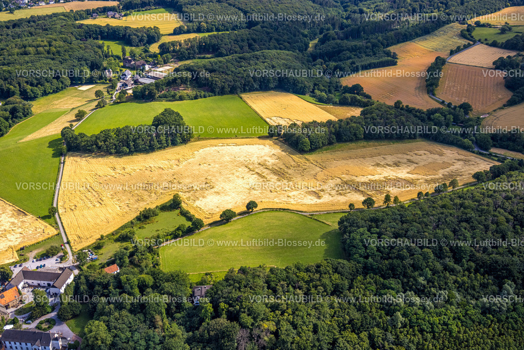 Witten230701479 | Luftbild, Getreidefelder Auf Steinhausen, nach Regen und Sturm, Bommern, Witten, Ruhrgebiet, Nordrhein-Westfalen, Deutschland
