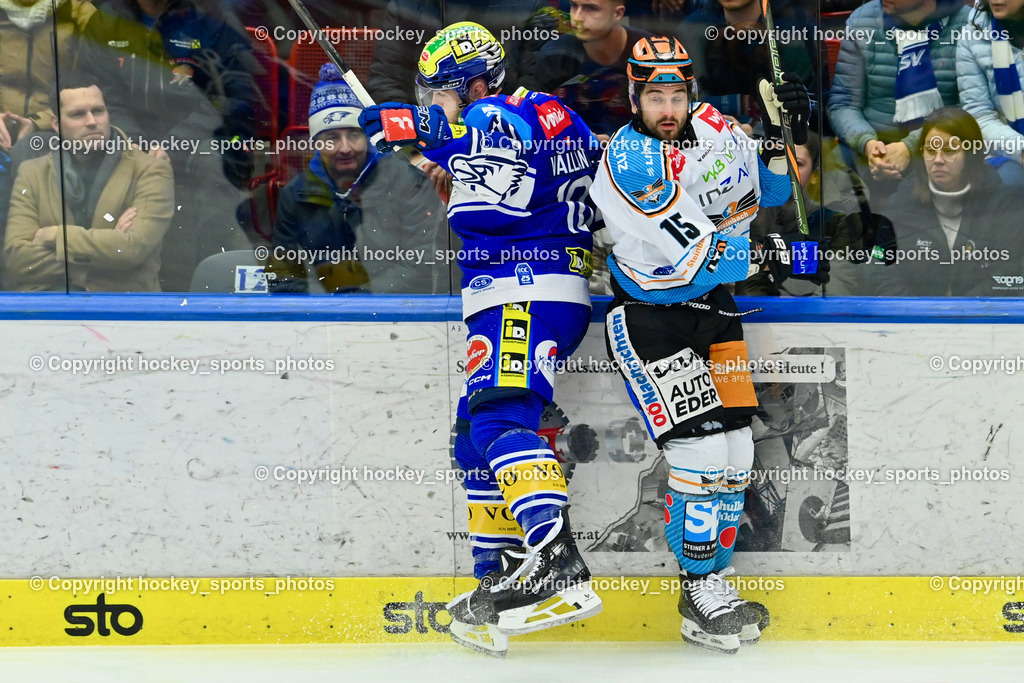 EC IDM Wärmepumpen VSV vs. STEINBACH BLACK WINGS LINZ  | #10 VALLANT Thomas EC VSV, #15 Witting Marcel BLACK WINGS LINZ, EC IDM Wärmepumpen VSV vs. STEINBACH BLACK WINGS LINZ , EC IDM Wärmepumpen VSV vs. STEINBACH BLACK WINGS LINZ  am 28.01.2025 in Villach (Stadthalle Villach), Austria, (Photo by Bernd Stefan)