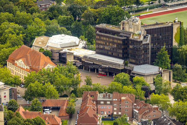 Ahlen230803269 | Luftbild, uftbild, Rathaus und Stadthalle, Stadtbücherei, Ahlen, Ruhrgebiet, Nordrhein-Westfalen, Deutschland