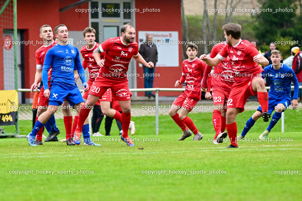 SV Rothenthurn vs. Union Matrei | #28 Michael Berger Matrei, #20 Andreas Allmayer SV Rothenthurn, #27 Hannes Wibmer Matrei, SV Rothenthurn vs. Union Matrei, SV Rothenthurn vs. Union Matrei am 09.11.2024 in Rothenthurn (Sportplatz Rothenthurn), Austria, (Photo by Bernd Stefan)