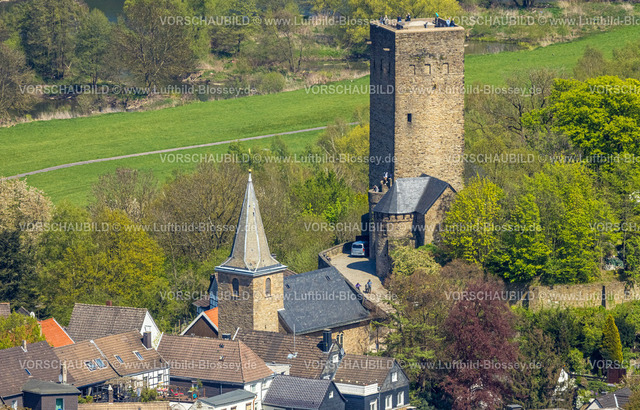Hattingen230406995 | Luftbild, Burg Blankenstein, evang. Kirche Blankenstein, Blankenstein, Hattingen, Ruhrgebiet, Nordrhein-Westfalen, Deutschland