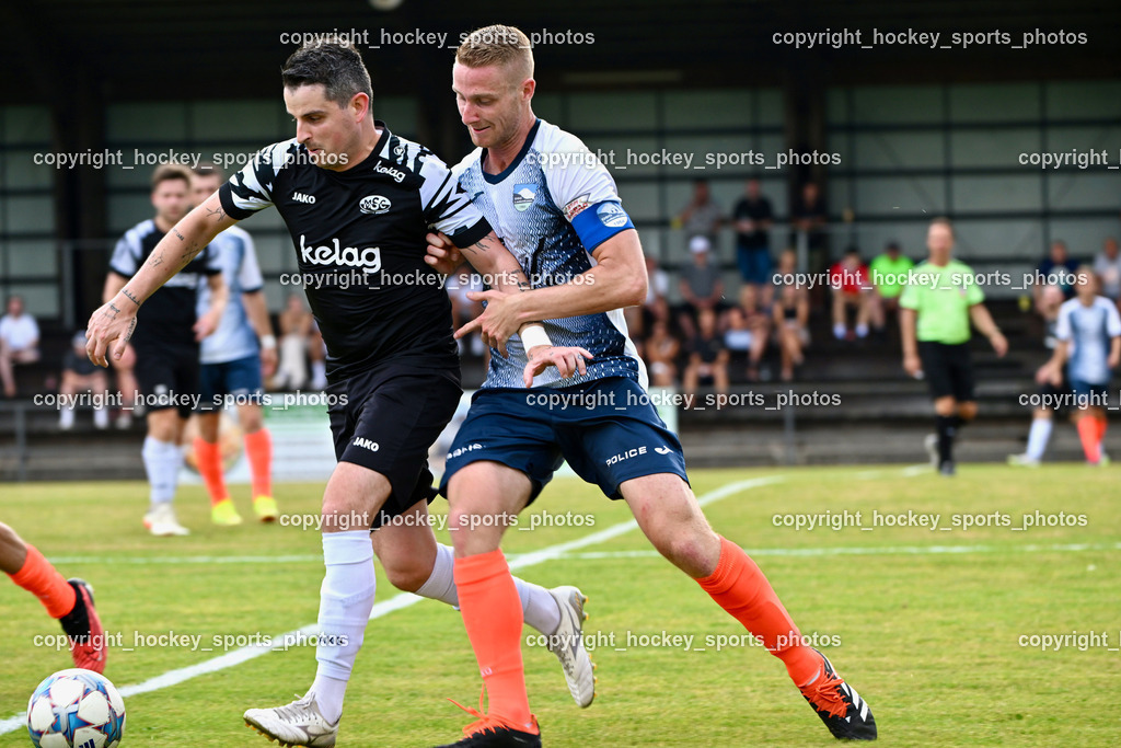 SC Magdalen vs. DSG Ledenitzen | #23 Dulaga Samardzic SC Magdalen, #17 Fabian Graber DSG Ledenitzen, SC Magdalen vs. DSG Ledenitzen, SC Magdalen vs. DSG Ledenitzen am 19.07.2024 in Villach (Sportplatz Madalen), Austria, (Photo by Bernd Stefan)