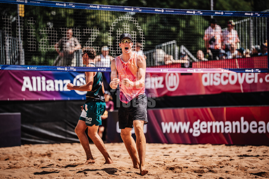 Beachvolleyball | Männer | Allianz German Beach Tour 2025 | Tourstop München | 12.07.2025 | Tristan Fröbel jubelt