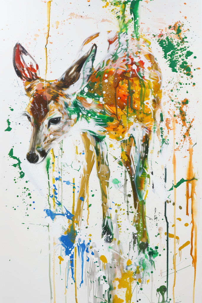 2407058 - Abstraktes Reh | Ein Reh im Stil eines abstrakten modernen Gemäldes.Bestellen Sie dieses Motiv als hochwertigen Kunstdruck z.B. auf Leinwand oder hinter Acrylglas. Für Preise, Größen- und Materialauswahl klicken Sie bitte auf "Bestellen.